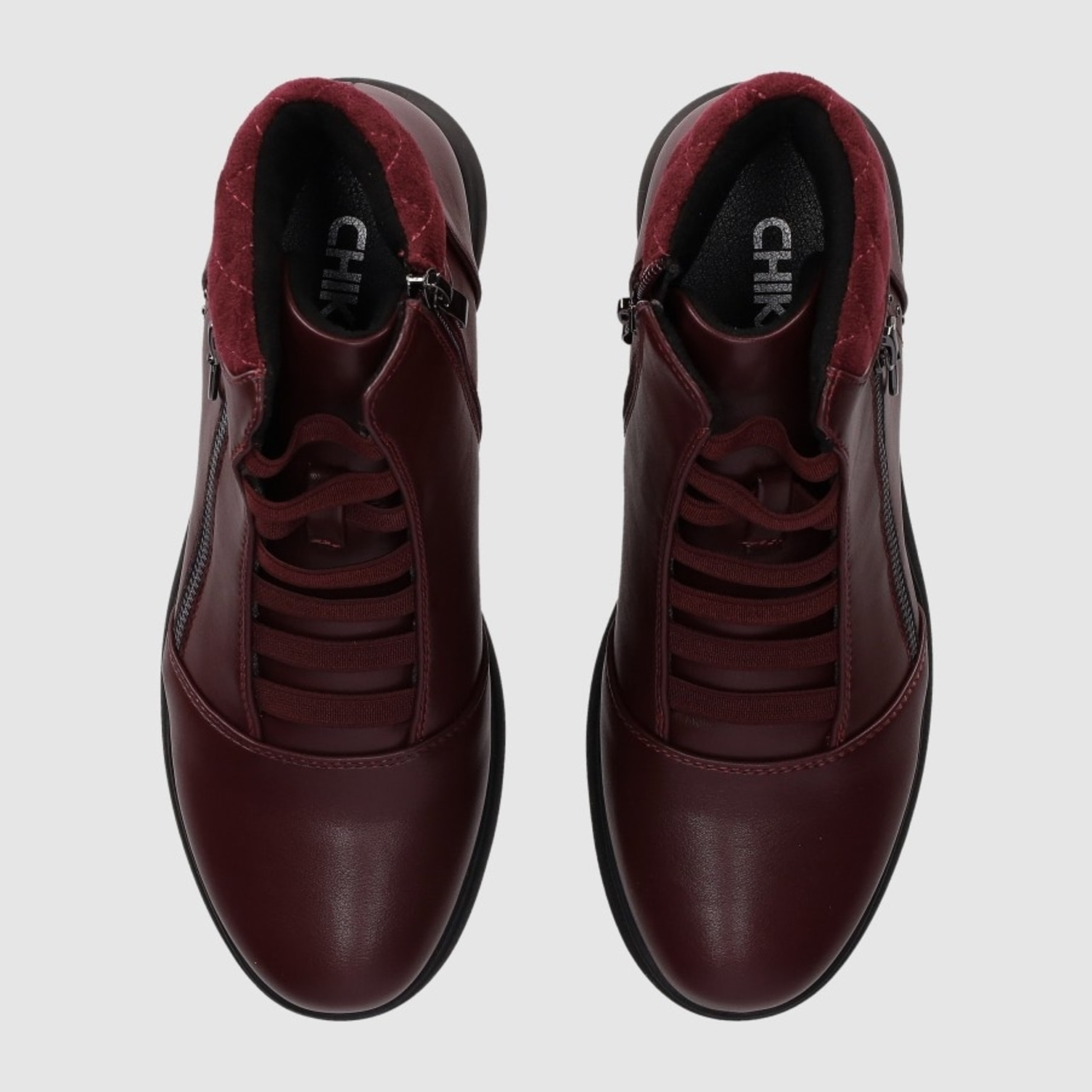 Botines de Piel Sintética - Vino - Tacón: 3 cm