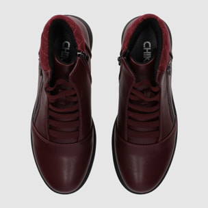 Botines de Piel Sintética - Vino - Tacón: 3 cm