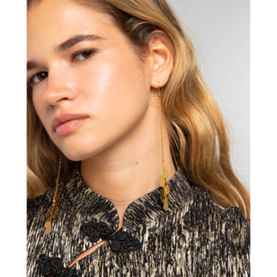 Pendientes de acero con cadena y gotas colgantes