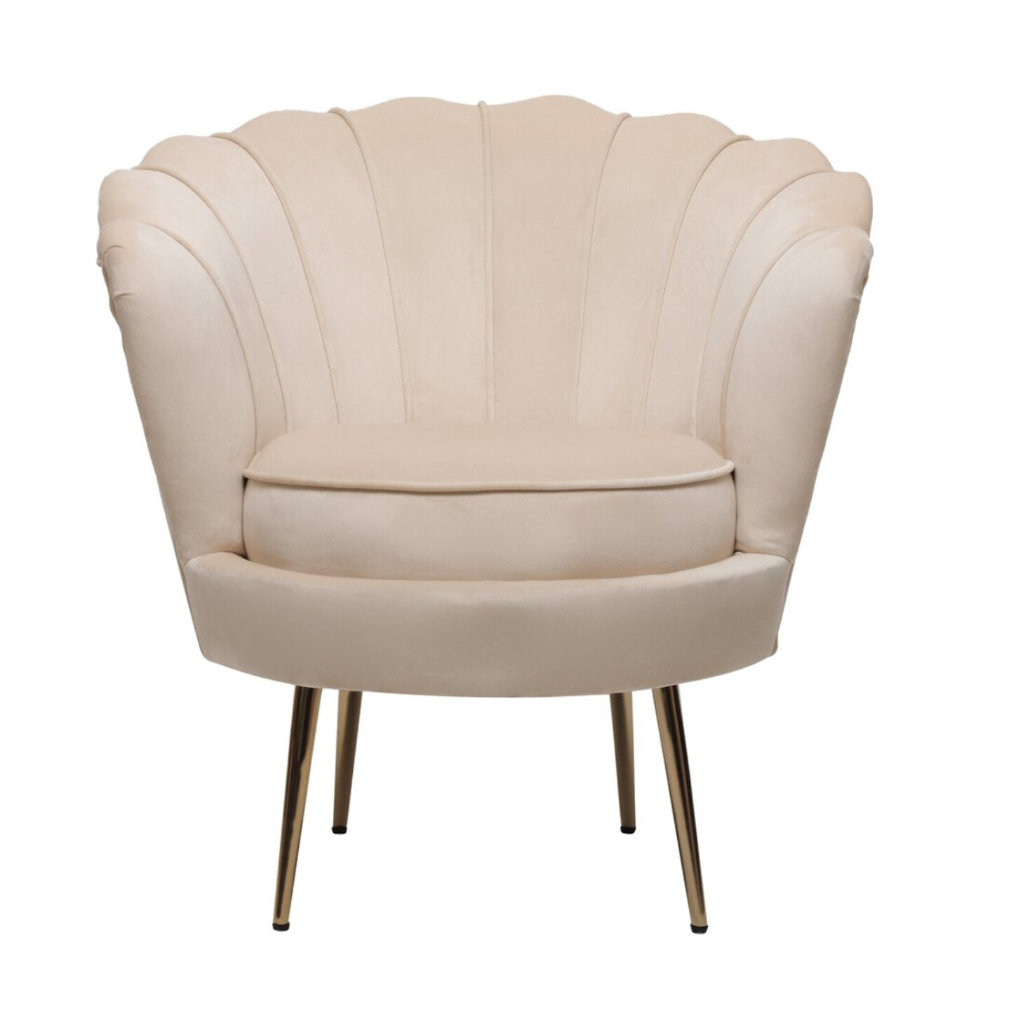 Fauteuil en velours "Floria" - 70 x 73 x 76 cm - Beige