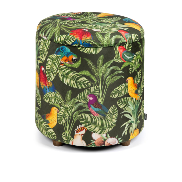 Pouf contenitore Excelsa Havana in velluto e legno 40x40x46 cm multicolore