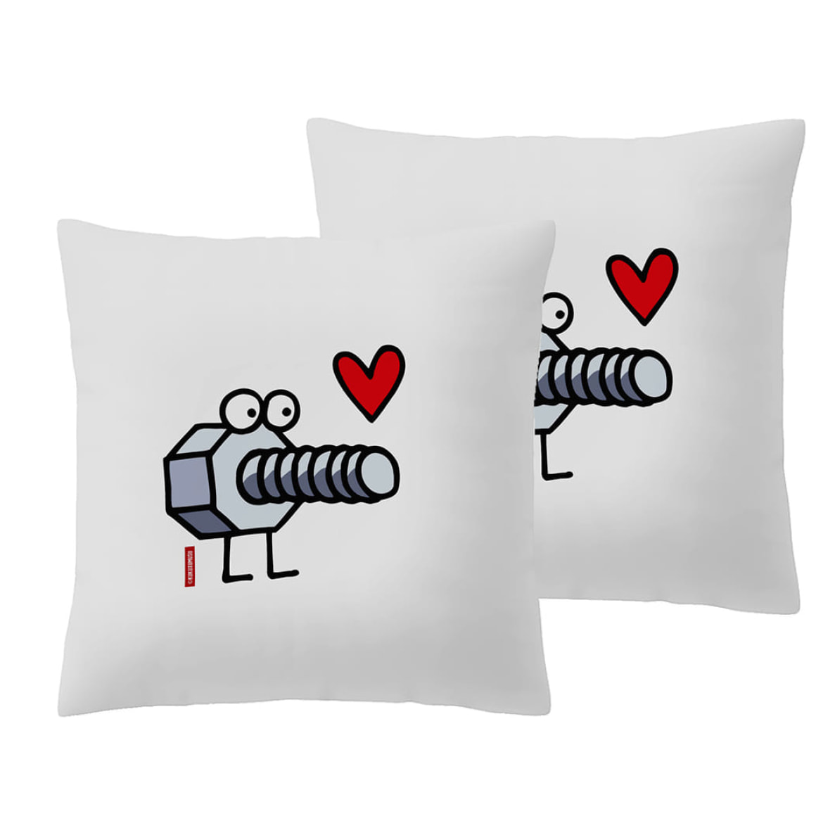 2 Fundas de almohada 65x65 cm Kukuxumusu Enrosque Corazón - 100% algodón -
