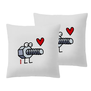 2 Fundas de almohada 65x65 cm Kukuxumusu Enrosque Corazón - 100% algodón -
