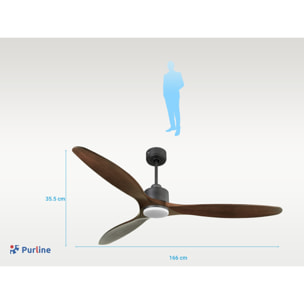 Ventilateur de plafond Réversible  Thermostat Dimmable Wifi Moteur à courant continu Toits en pente Télécommande Lumière à trois tons Hypersilence Mémoire