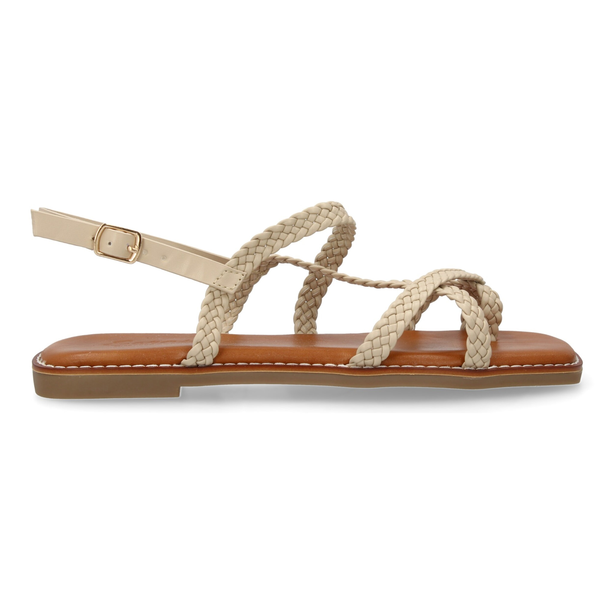 Sandalias planas de mujer, elegantes y comodas, diseño trenzado con cierre de hebilla ajustables