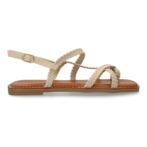 Sandalias planas de mujer, elegantes y comodas, diseño trenzado con cierre de hebilla ajustables