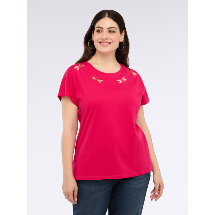Fiorella Rubino - T-shirt con dettaglio a libellula - Rosso
