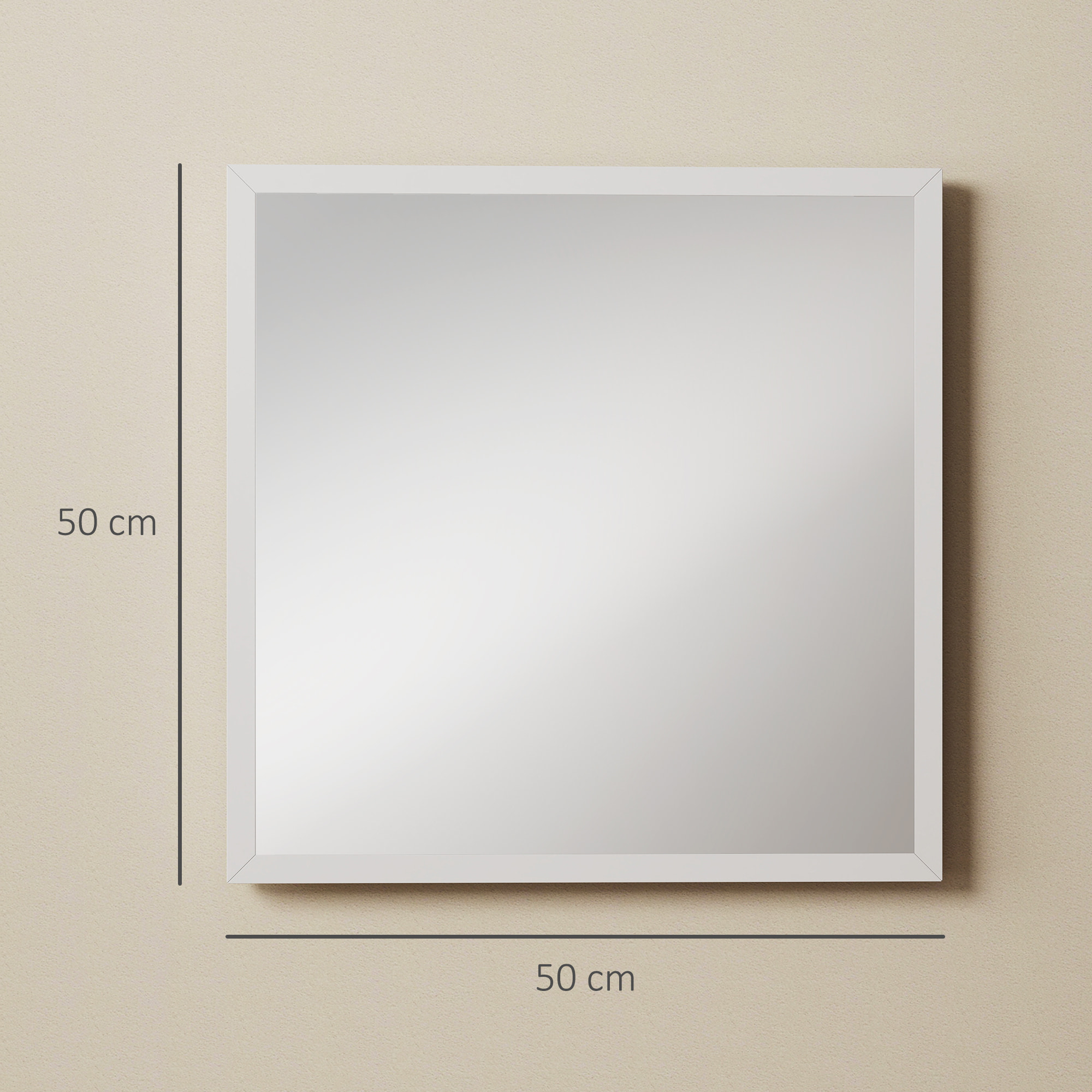 Miroir mural carré dim. 50L x 50H cm cadre bois blanc