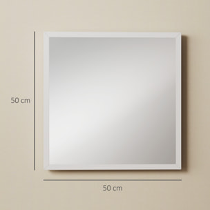 Miroir mural carré dim. 50L x 50H cm cadre bois blanc