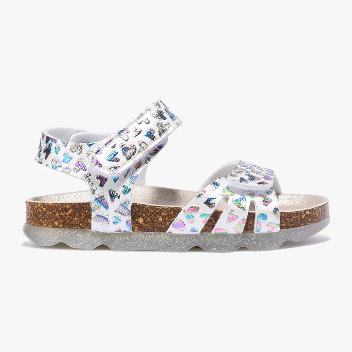 Sandali biologici per bambine con stampa a cuore