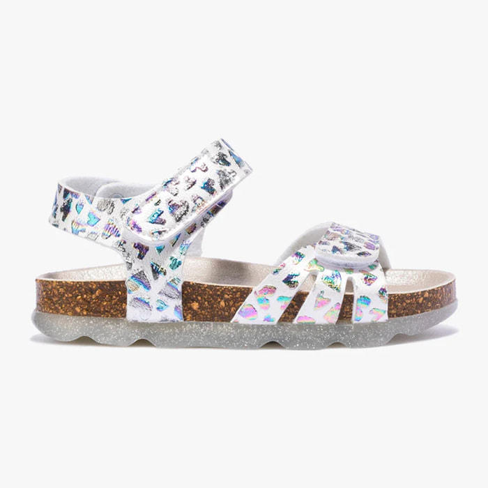 Sandali biologici per bambine con stampa a cuore
