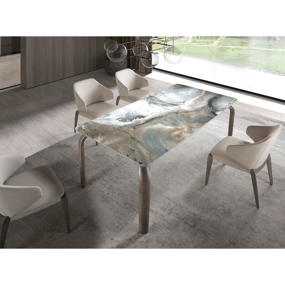 Silla Angel Cerdá con asiento y respaldo tapizados en polipiel en crema patas de madera de roble en ceniza 53x54x82cm