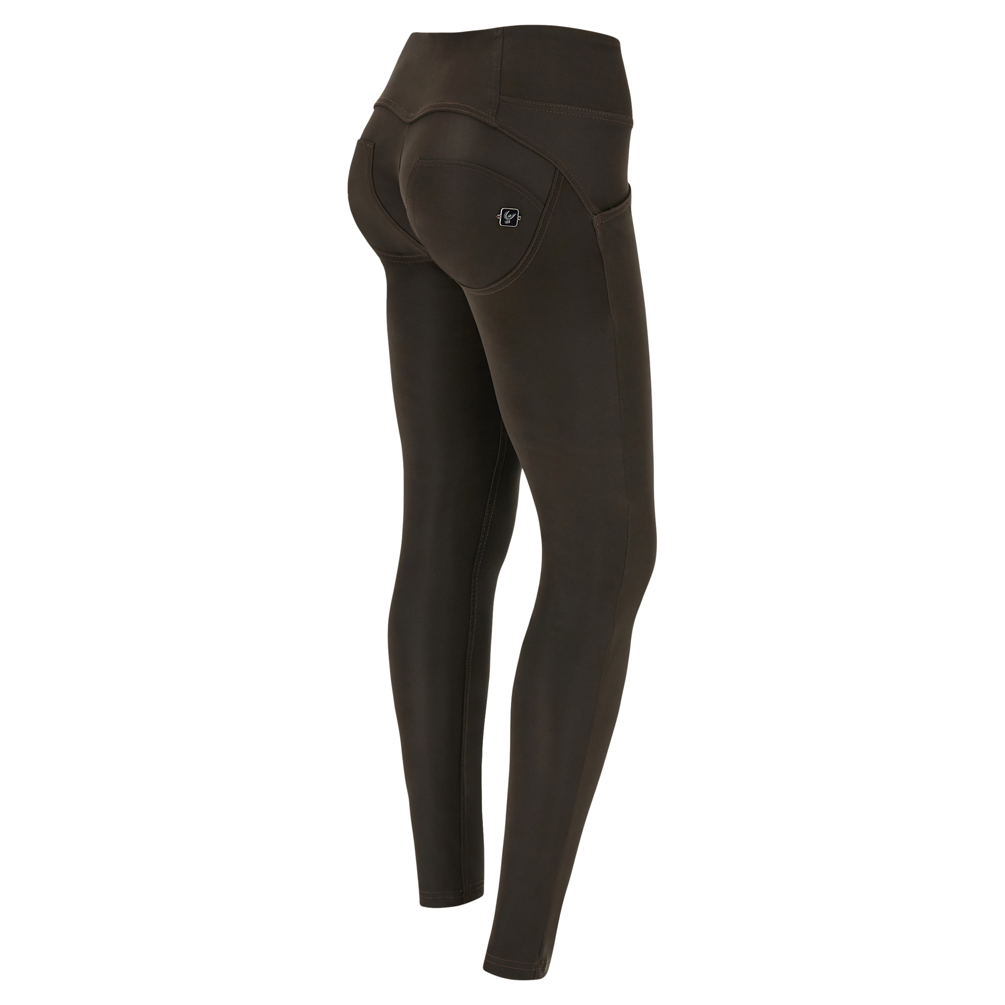 Pantaloni push up WR.UP® vita media similpelle lucida