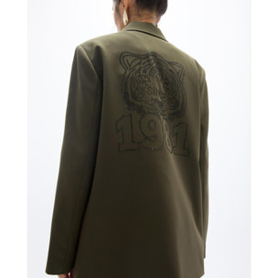 Blazer americano dritto in gros-gain con stampa animalier sul retro