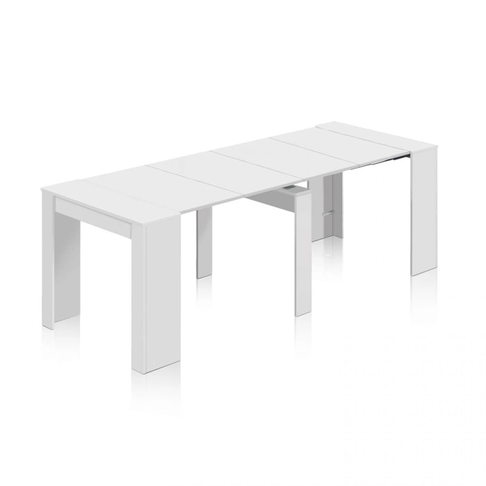 Mesa consola extensible Denis en blanco brillo 50-235 cm Blanco