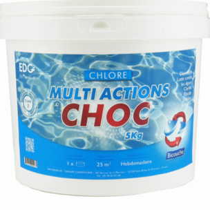 Chlore multiplus, bi-couche, galets 250gr, seau de 5KG, EDG - AQUALUX - 200027