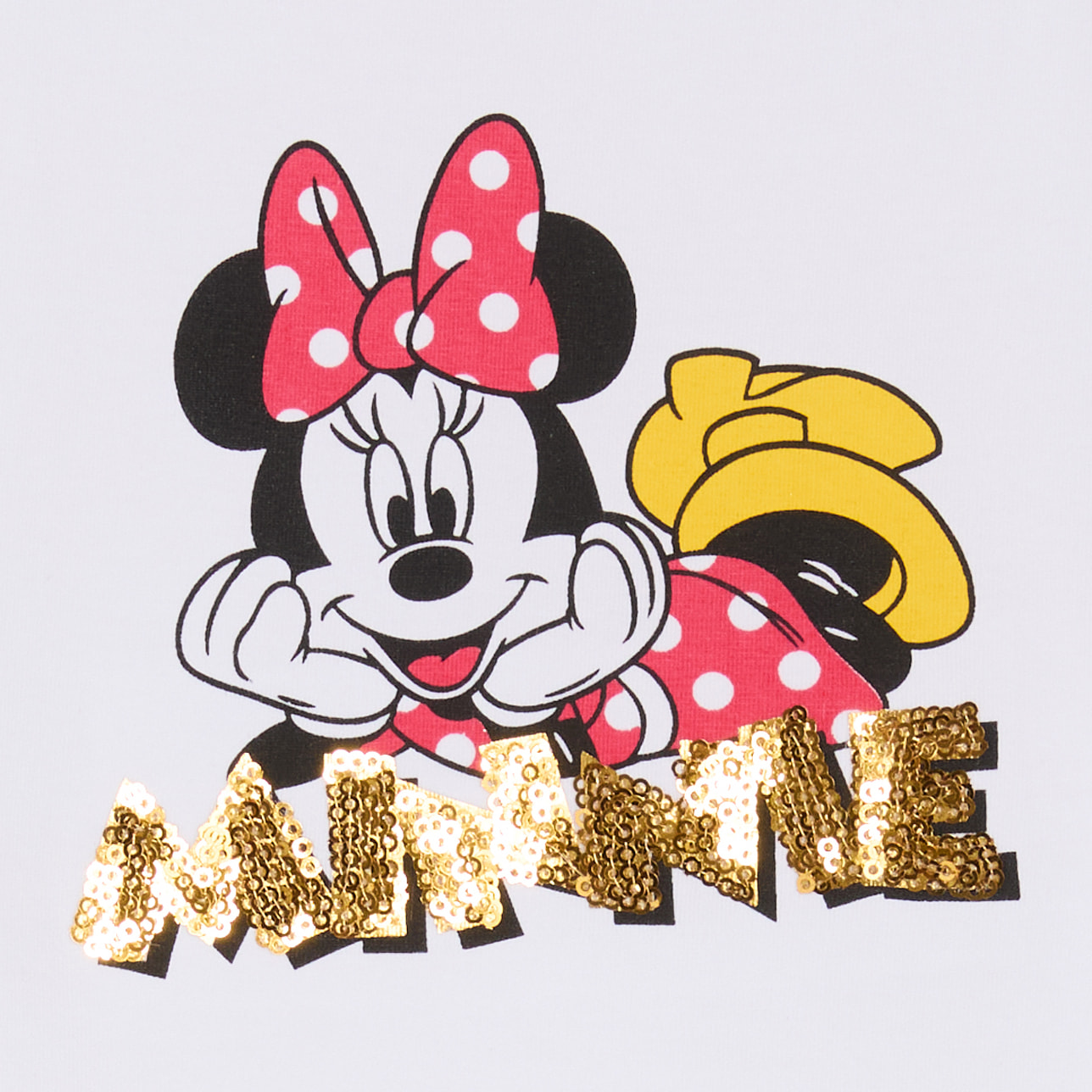 T-shirt bambina Minnie con scritta in paillettes