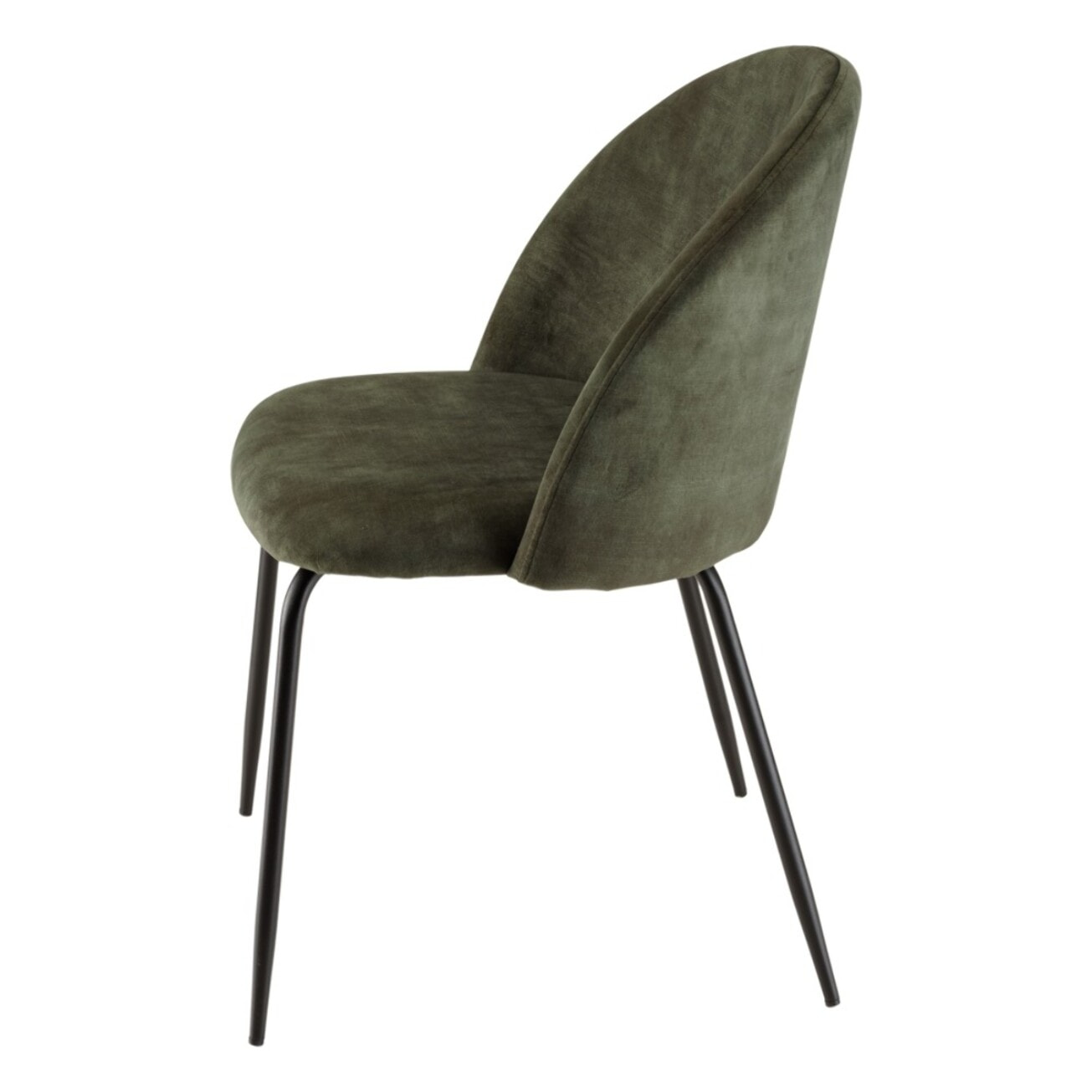 TOM - Lot de 2 chaises velours vert sapin dossier arrondi pieds acier