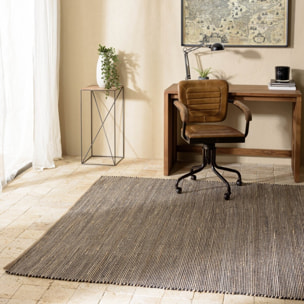 QUENTIN - Tapis rect. 160x230cm en jute et coton couleur sable et noir