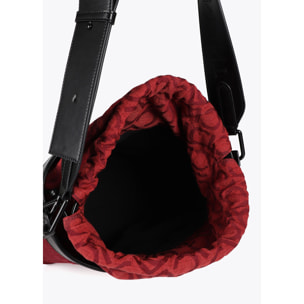 Borsa Hobo in Tessuto ed Effetto Pelle