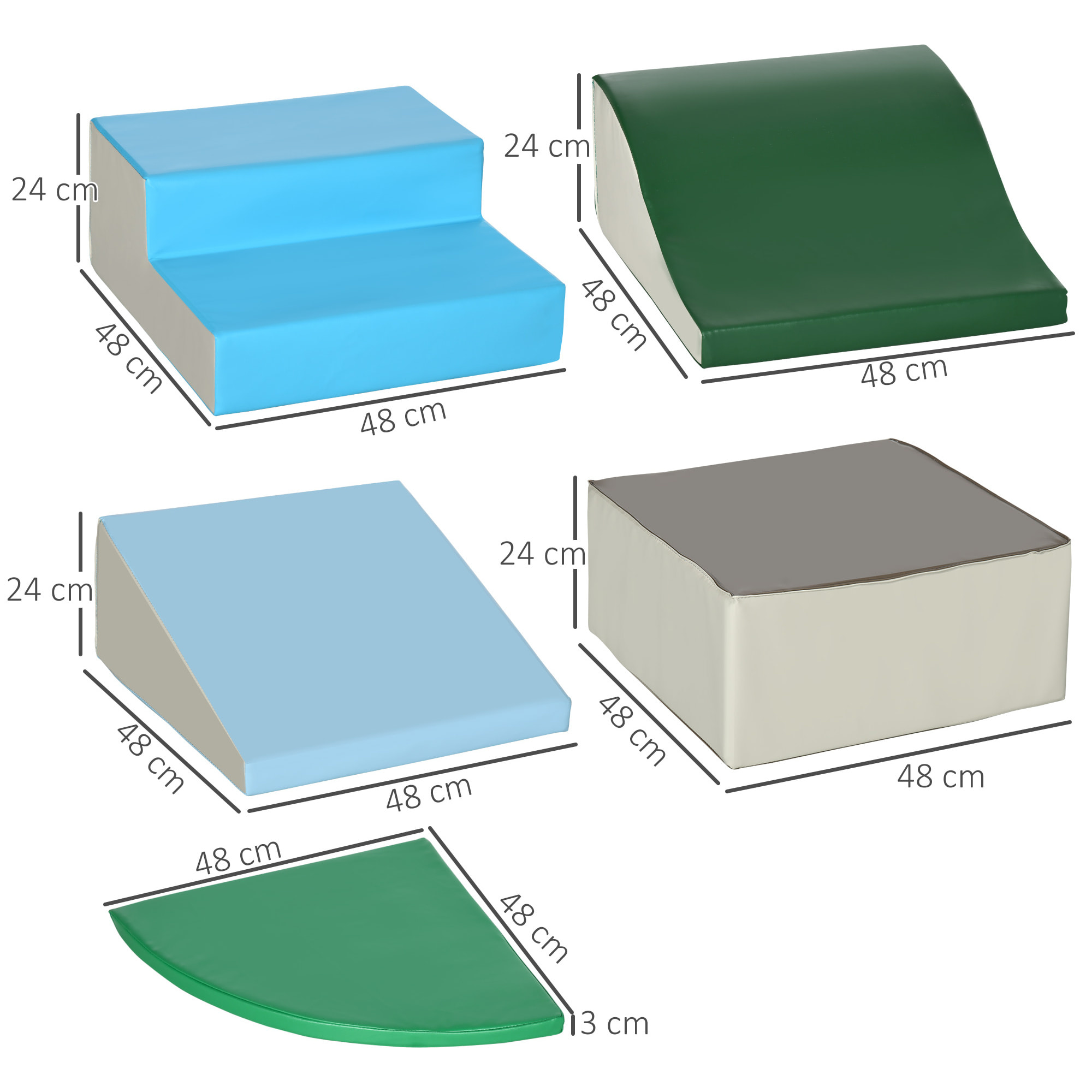 6 blocs de construction en mousse XL - modules de motricité - jouets éducatifs - certifiés normes EN71-1-2-3 - mousse EPE revêtement PU multicolore