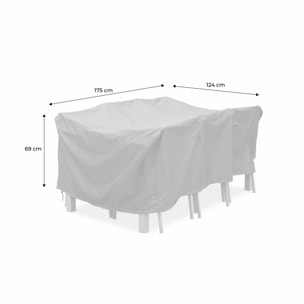 Housse de protection 175x124cm gris foncé - Bâche rectangulaire en polyester enduit PA pour tables de jardin Chicago et Bergamo