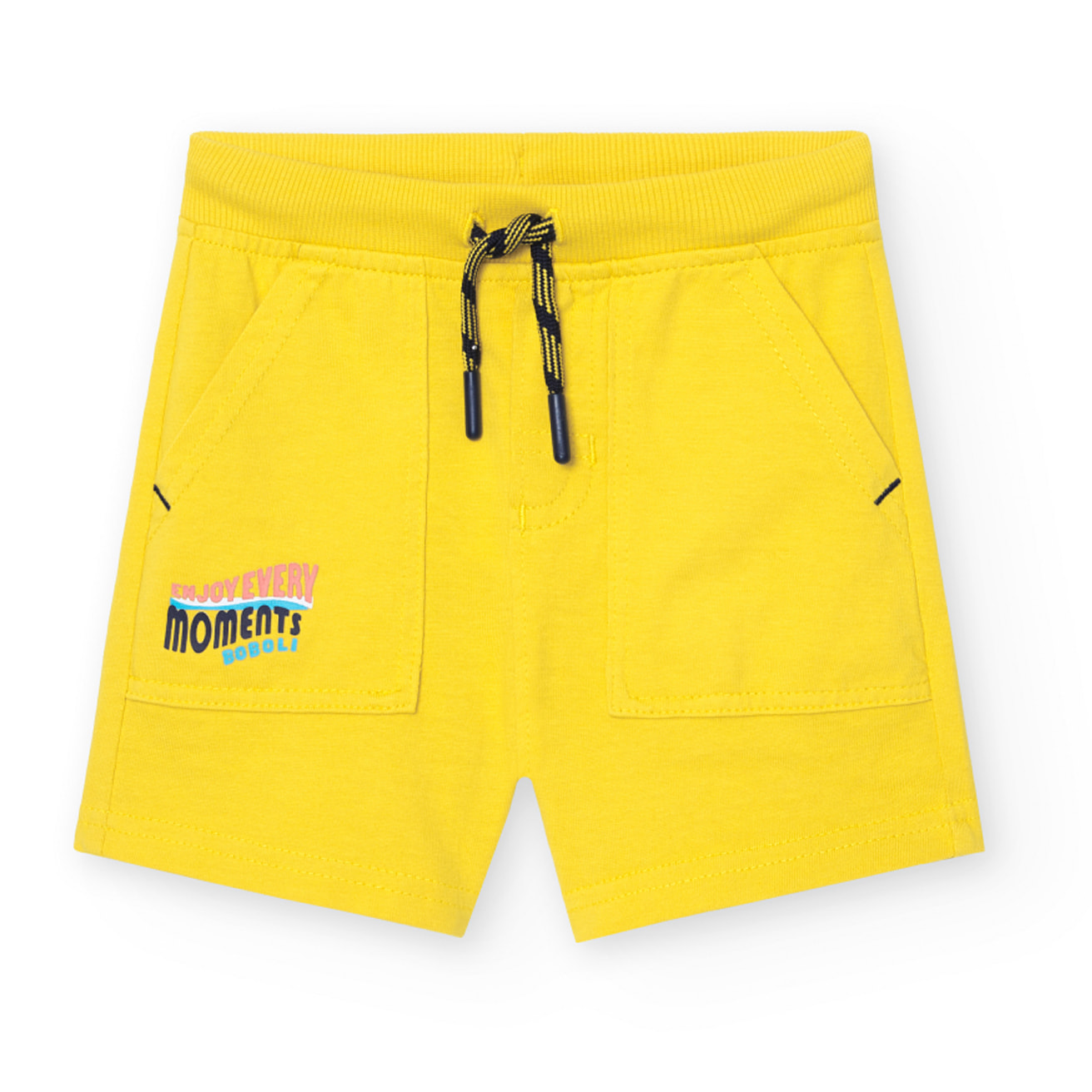 Bermudas bÃ¡sicas para niÃ±o estampadas de color amarillo