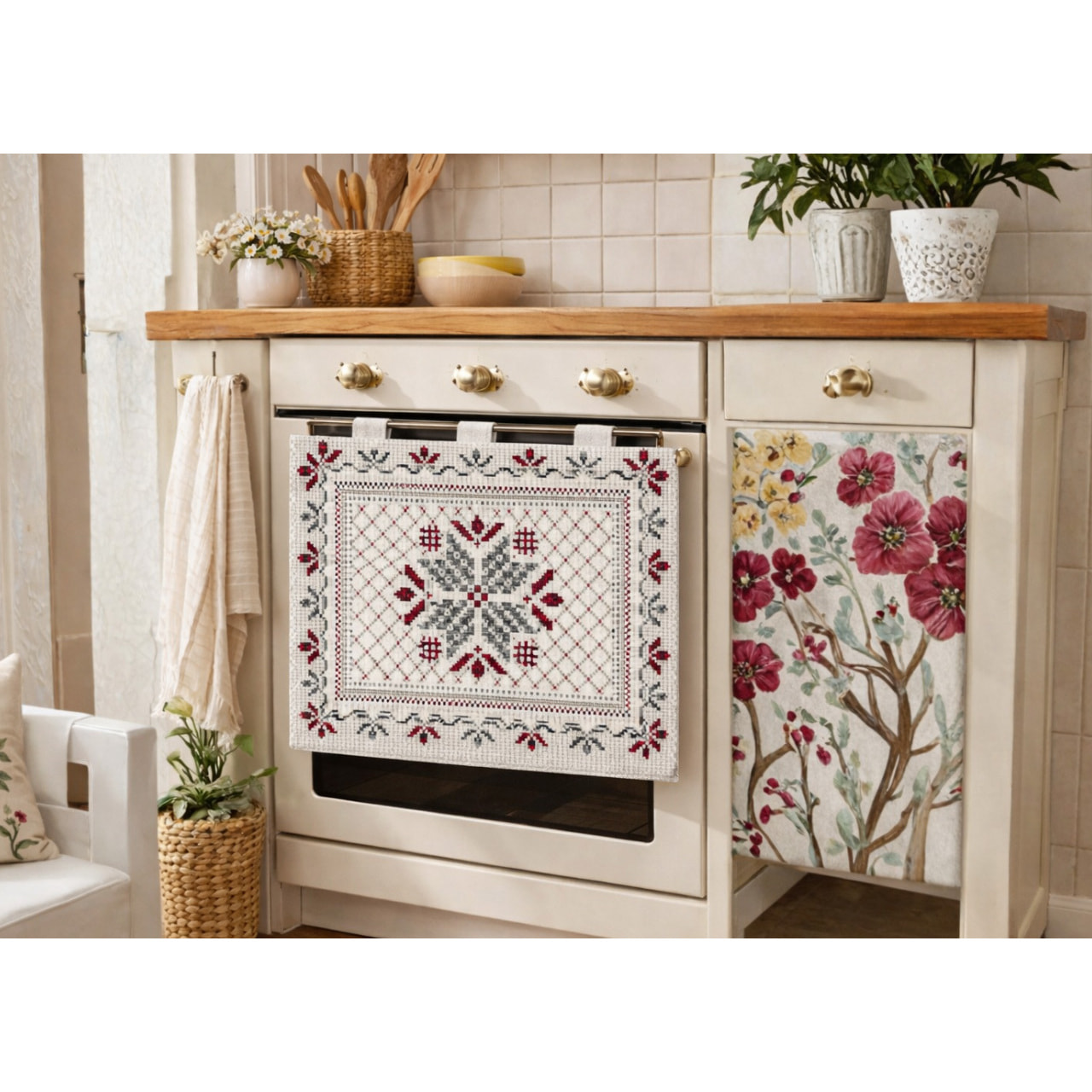 Copriforno Cucina Universale Cinigliato Copertura ProtezioneDecoarzione Forno Disegno Tricot