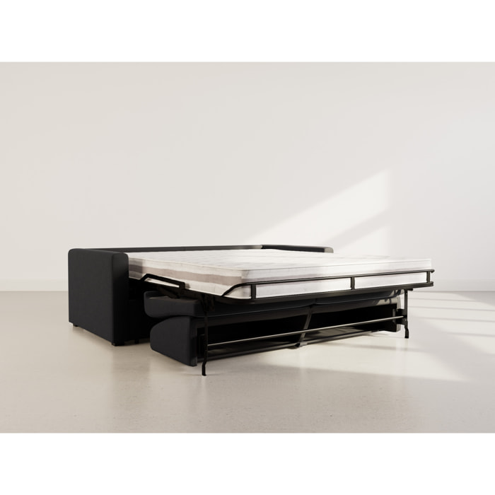 Julia - canapé 3 places convertible express couchage quotidien 140 cm matelas 18 cm en tissu - Noir
