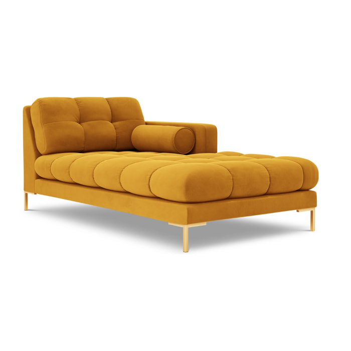 Méridienne droite "Bali" en velours jaune