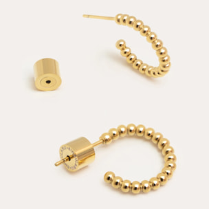 Orecchino Pebble Dots S  in Acciaio Placcato Oro