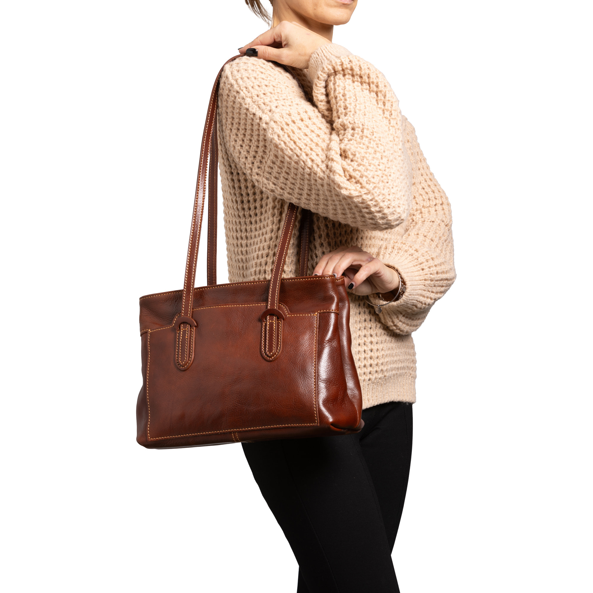 Borsa a spalla  da donna In Vera pelle Made in Italy 23x30x12 cm