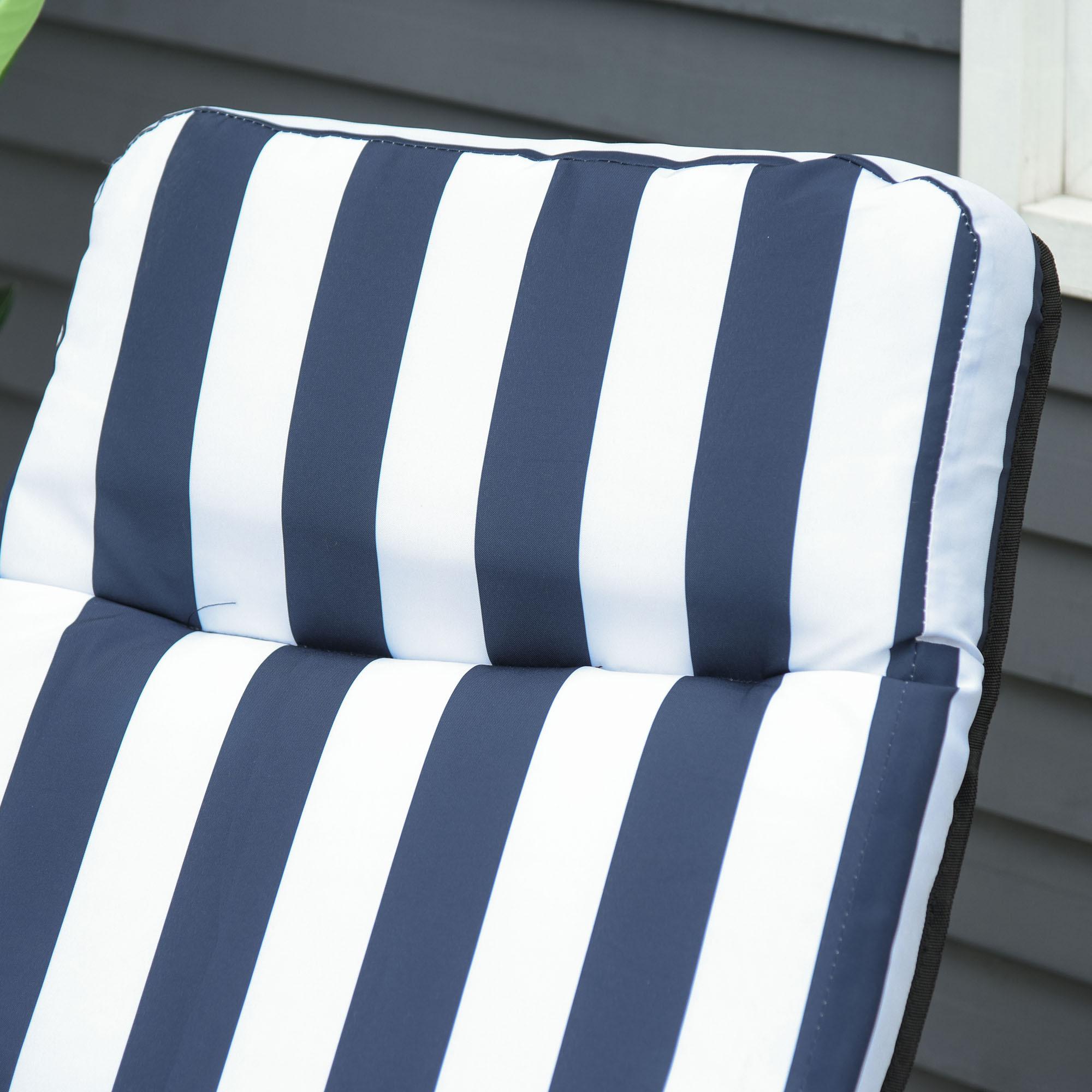 Lot de 2 chaise longue bain de soleil adjustable pliable transat lit de jardin en acier bleu + blanc