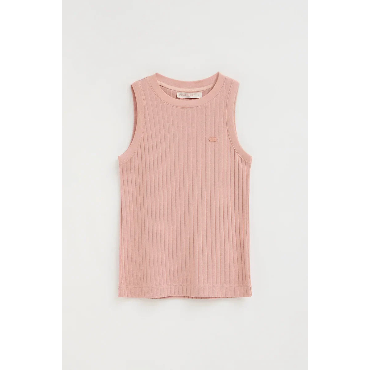 Camiseta sin mangas rosa palo de canalé con logo Polo Club