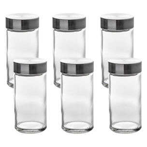 6 tarros de especias de 80 ml con tapa de acero inoxidable