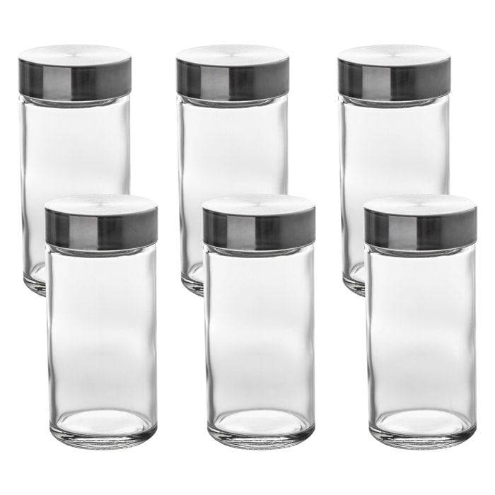 6 tarros de especias de 80 ml con tapa de acero inoxidable