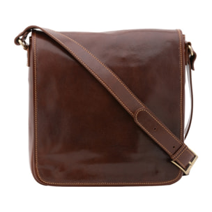 Borsa a tracolla da uomo in vera pelle - Modello False - Made in Italy - 29.0 x 28.0 x 9.0 cm