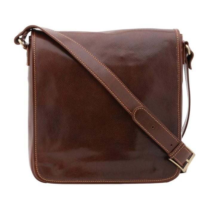 Borsa a tracolla da uomo in vera pelle - Modello False - Made in Italy - 29.0 x 28.0 x 9.0 cm