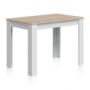 Mesa de comedor Cloe Blanco Artik (Blanco Mate) - Roble Canadian