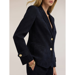 Motivi - Blazer in velluto con bottoni gioiello - Blu