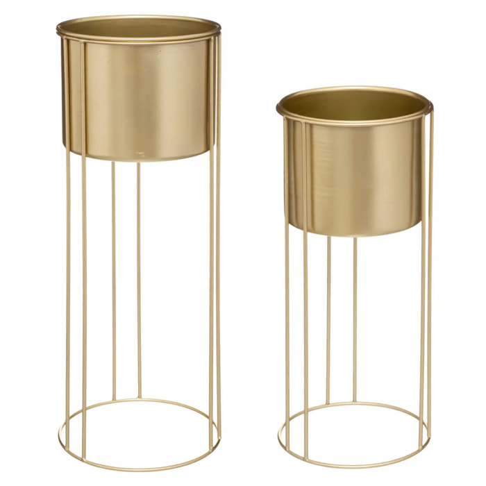 Set de 2 pots "Artif" métal doré