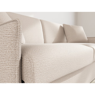 Adele - Canapé 3 places convertible express couchage quotidien 140 cm matelas 14 cm en tissu texturé - Beige