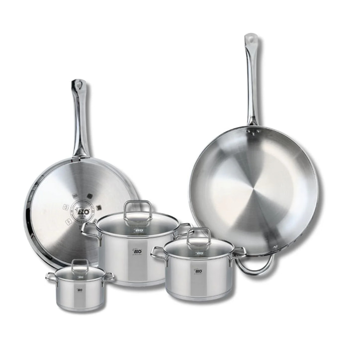 Ensemble de 2 Poêles de cuisson 28 et 32 cm et 3 faitouts 12, 16 et 20 cm Elo Profi Citrin