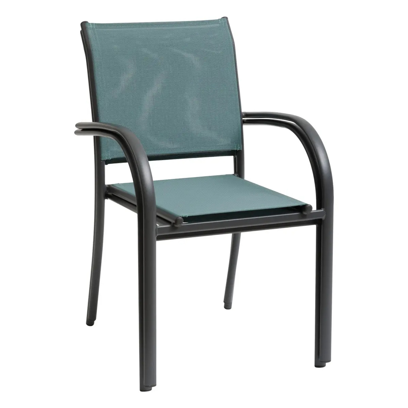 Fauteuil de jardin empilable "Piazza" vert jade & graphite en aluminium traité époxy