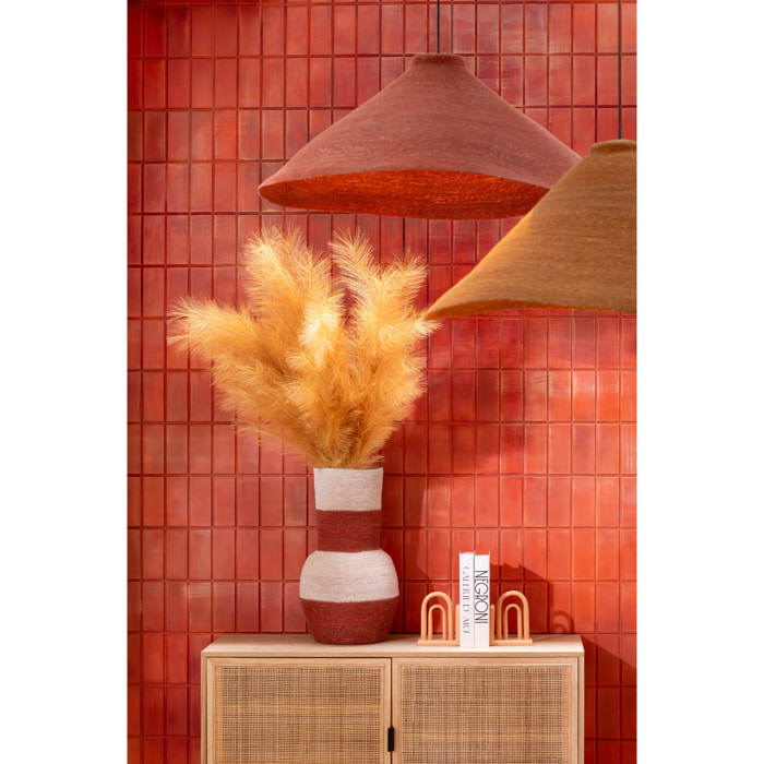 J-Line vase Rayures - jonc de mer - naturel/terracotta - 52 cm de hauteur