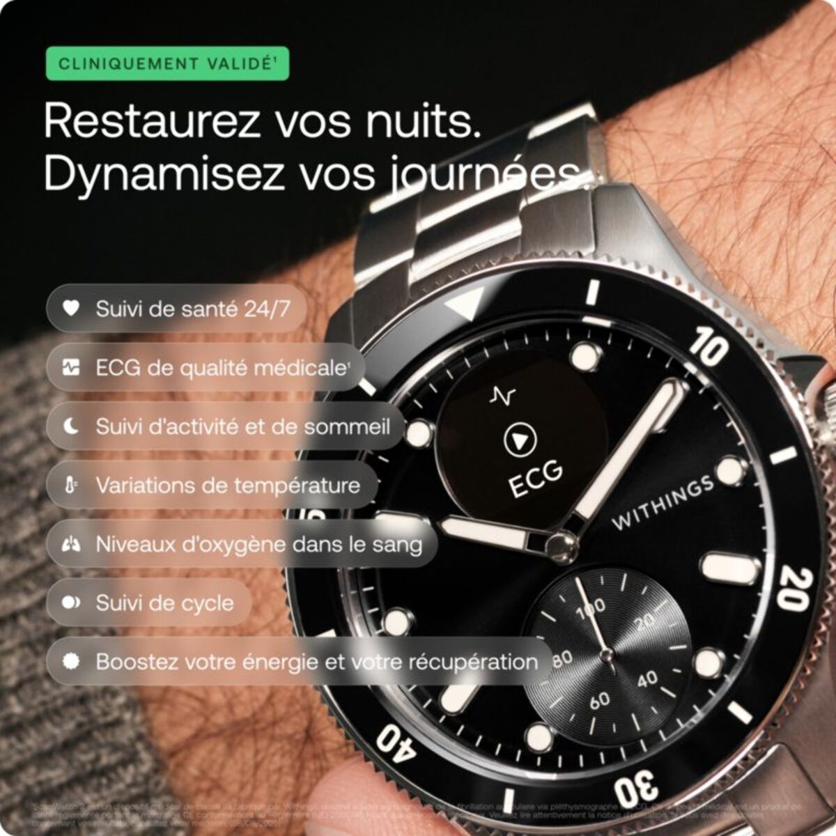 Montre santé WITHINGS Scanwatch Nova 42mm Noire