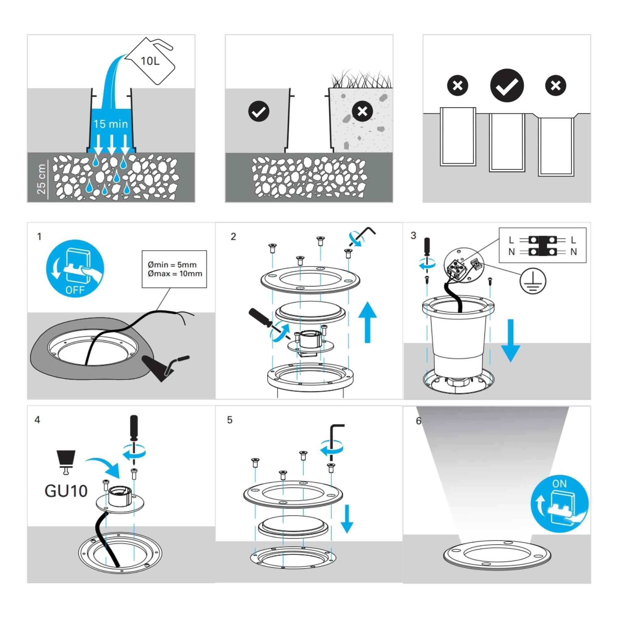 FORLIGHT Empotrable De Suelo Ip65/Ip67 Ringo Ø110Mm Gu10 50W Acero Inoxidable 525Lm