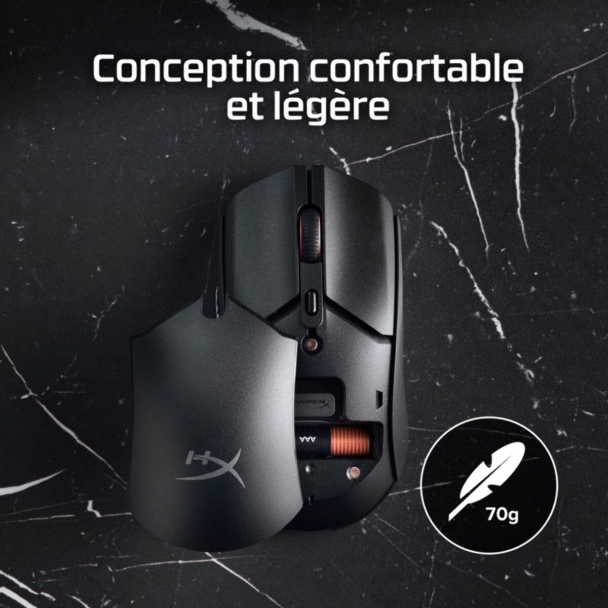 Souris Gamer Sans Fil HYPERX Pulsefire Haste 2 Core Noire