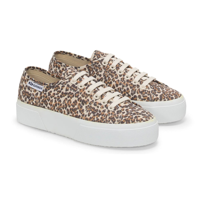 Scarpe da donna Superga Verde 3740 Platform Leopard Print Leggera