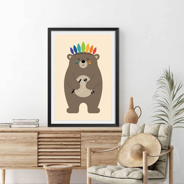 Affiche  playing indians Affiche + cadre en bois - Noir